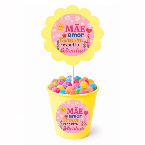 Centro de Mesa Flor Personalizado Dia das Mães