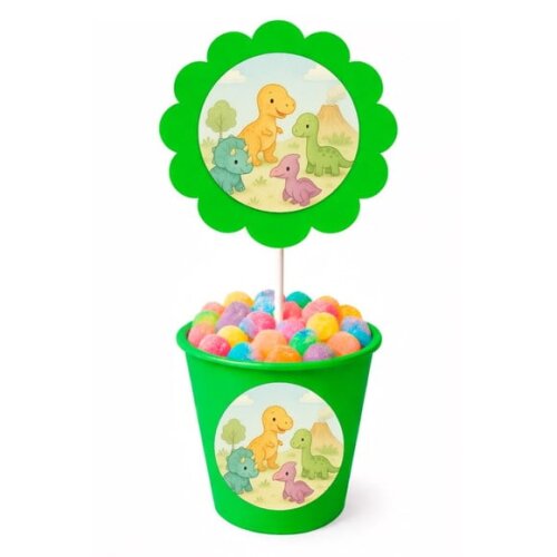 Centro de Mesa Flor Personalizado Dinossauros Baby