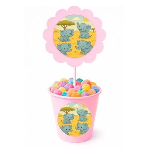 Centro de Mesa Flor Personalizado Elefantinhos