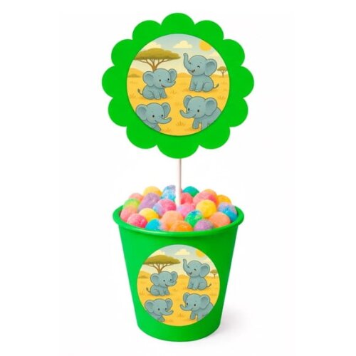 Centro de Mesa Flor Personalizado Elefantinhos