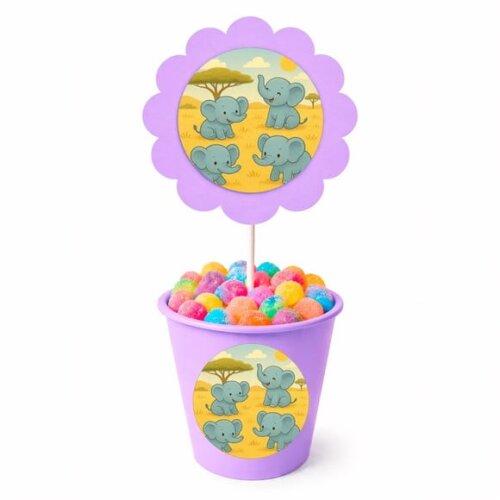 Centro de Mesa Flor Personalizado Elefantinhos
