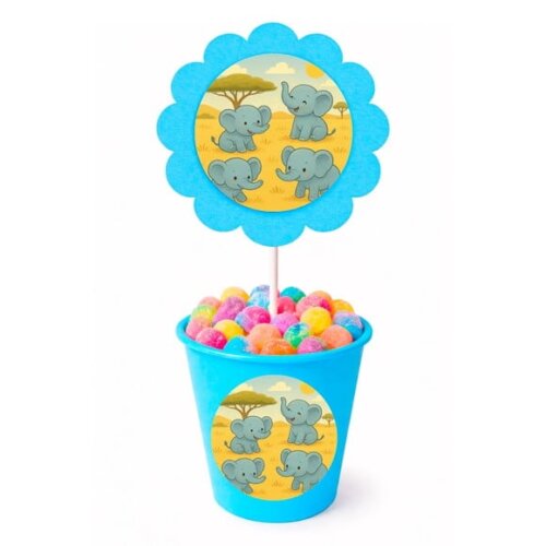 Centro de Mesa Flor Personalizado Elefantinhos
