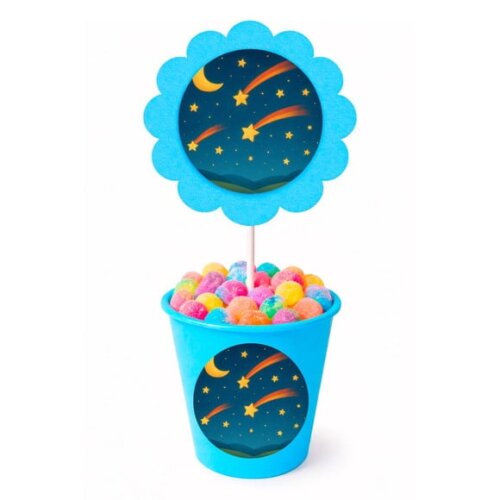 Centro de Mesa Flor Personalizado Estrelas Cadentes