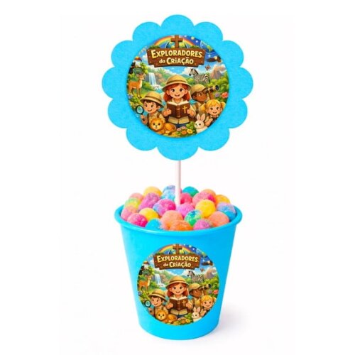Centro de Mesa Flor Personalizado Exploradores Criação