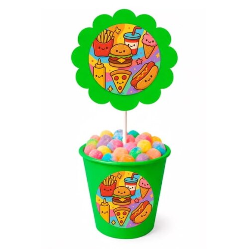 Centro de Mesa Flor Personalizado Fast Food