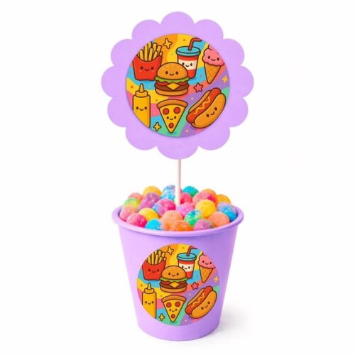 Centro de Mesa Flor Personalizado Fast Food