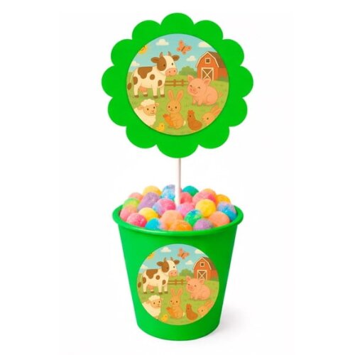 Centro de Mesa Flor Personalizado Fazendinha