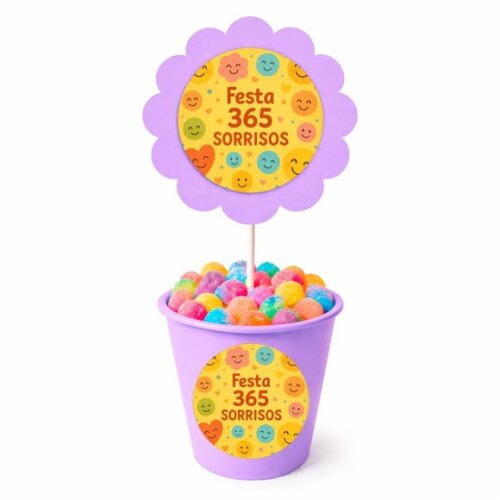 Centro de Mesa Flor Personalizado Festa 365 Sorrisos