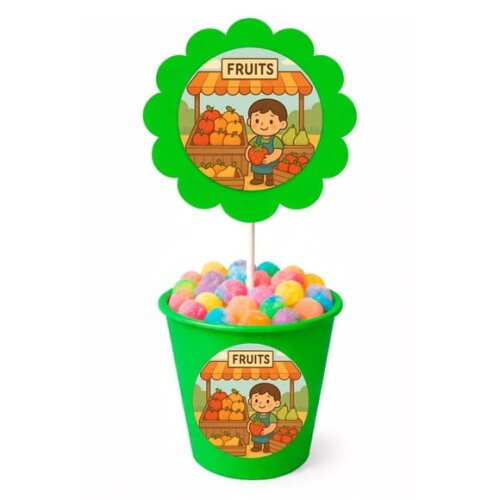 Centro de Mesa Flor Personalizado Feira de Frutas