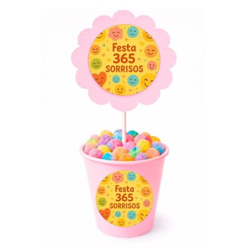 Centro de Mesa Flor Personalizado Festa 365 Sorrisos