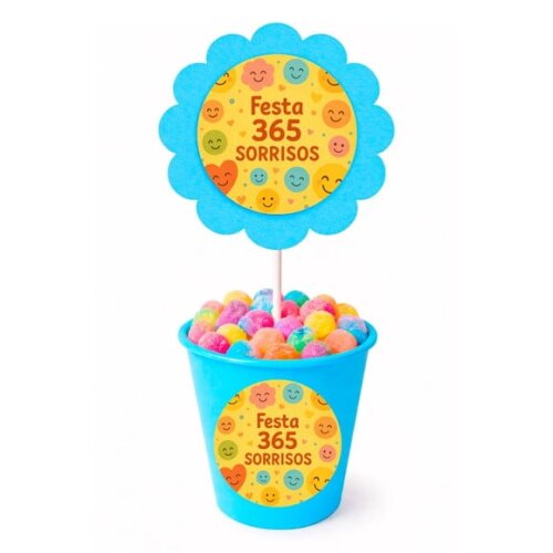 Centro de Mesa Flor Personalizado Festa 365 Sorrisos