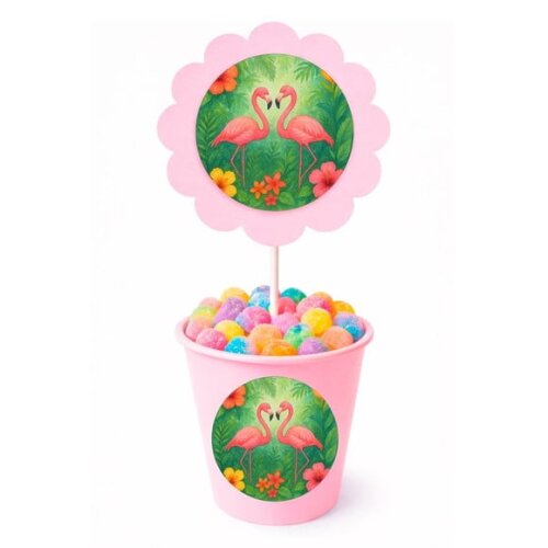 Centro de Mesa Flor Personalizado Flamingo Aquarela