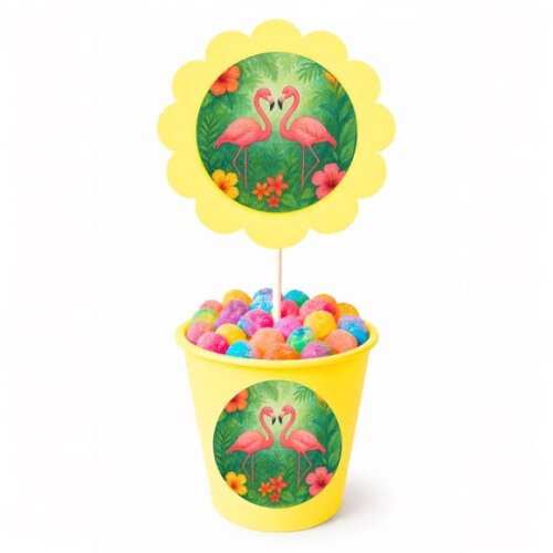 Centro de Mesa Flor Personalizado Flamingo Aquarela