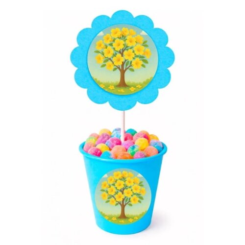 Centro de Mesa Flor Personalizado Flor de Ipê Amarela
