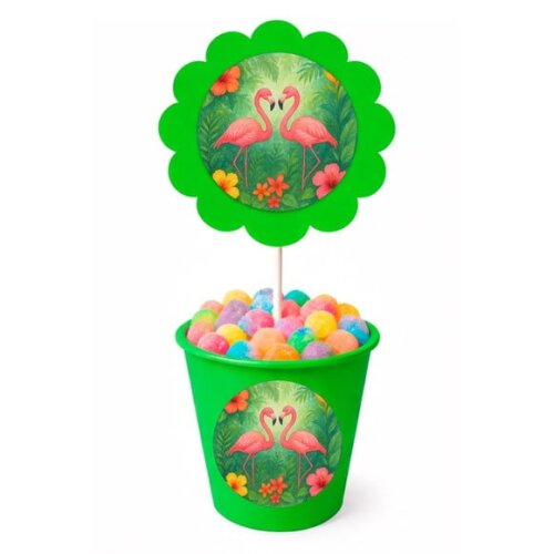 Centro de Mesa Flor Personalizado Flamingo Aquarela