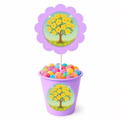 Centro de Mesa Flor Personalizado Flor de Ipê Amarela
