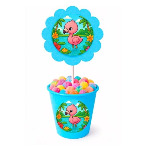 Centro de Mesa Flor Personalizado Flamingo Baby