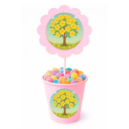 Centro de Mesa Flor Personalizado Flor de Ipê Amarela