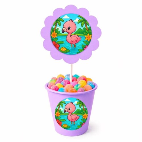 Centro de Mesa Flor Personalizado Flamingo Baby