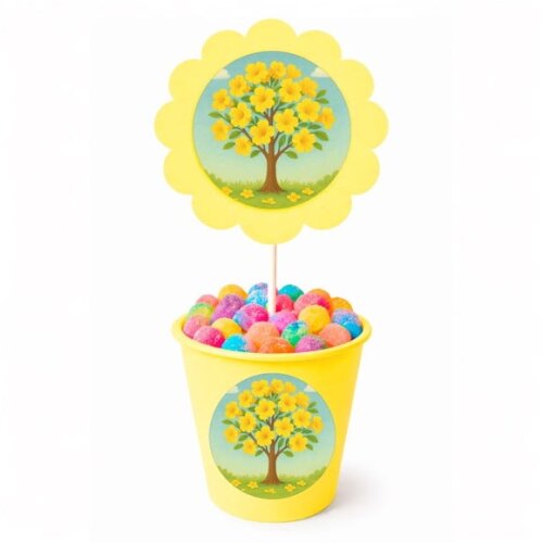 Centro de Mesa Flor Personalizado Flor de Ipê Amarela