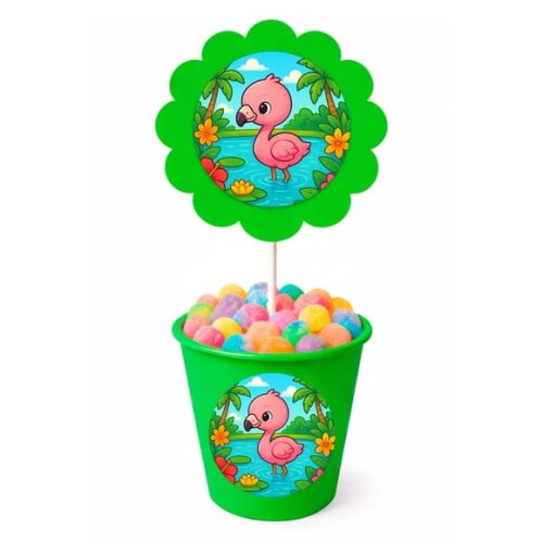 Centro de Mesa Flor Personalizado Flamingo Baby