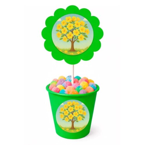 Centro de Mesa Flor Personalizado Flor de Ipê Amarela