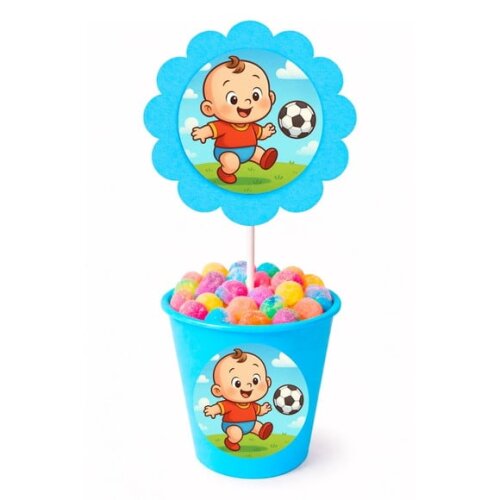 Centro de Mesa Flor Personalizado Futebol Baby