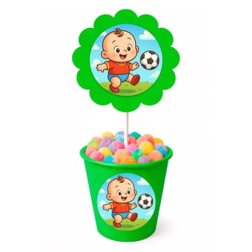 Centro de Mesa Flor Personalizado Futebol Baby