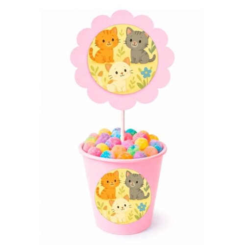 Centro de Mesa Flor Personalizado Gatinhos