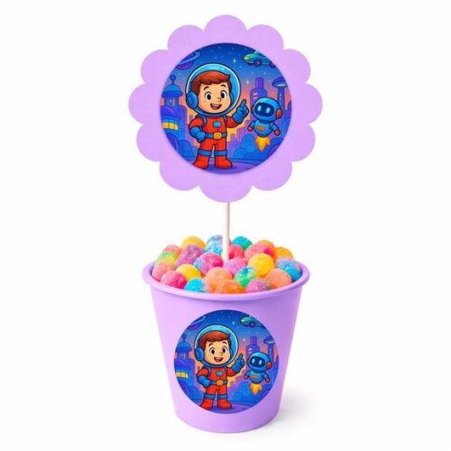 Centro de Mesa Flor Personalizado Futurismo Infantil
