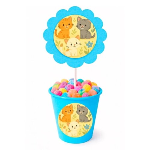 Centro de Mesa Flor Personalizado Gatinhos