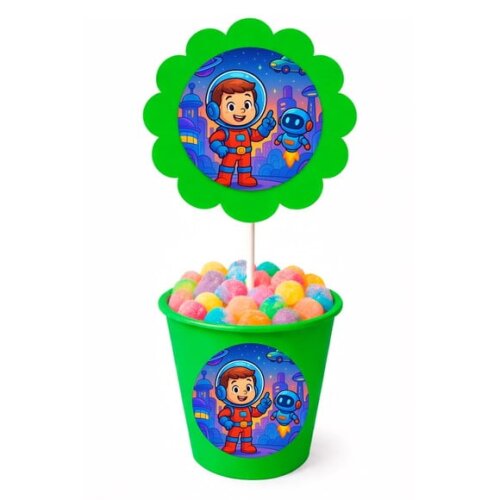 Centro de Mesa Flor Personalizado Futurismo Infantil