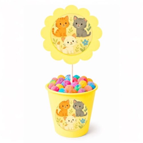 Centro de Mesa Flor Personalizado Gatinhos