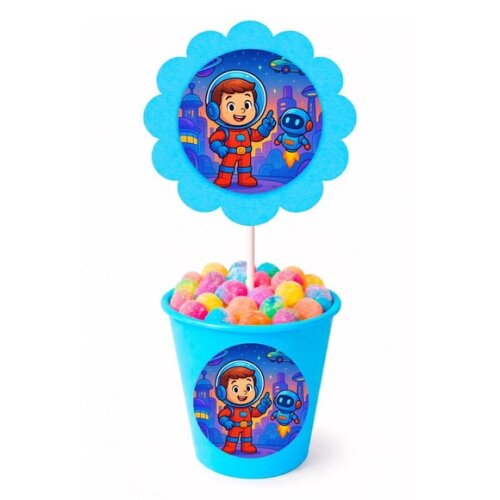 Centro de Mesa Flor Personalizado Futurismo Infantil