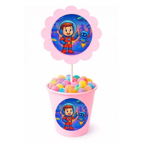 Centro de Mesa Flor Personalizado Futurismo Infantil