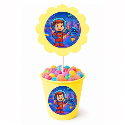 Centro de Mesa Flor Personalizado Futurismo Infantil