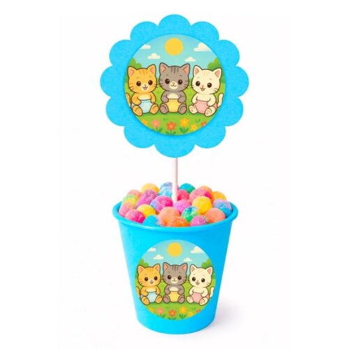 Centro de Mesa Flor Personalizado Gatinhos Baby