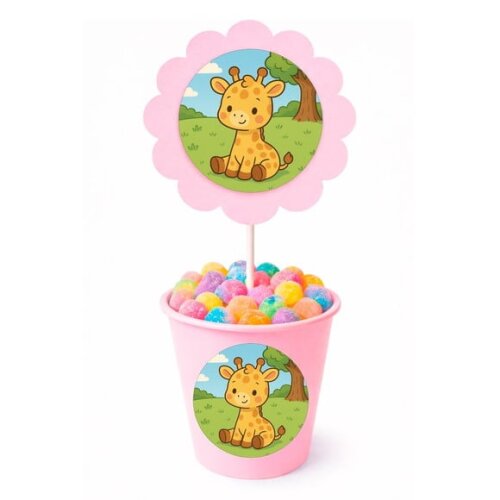 Centro de Mesa Flor Personalizado Girafinha Baby