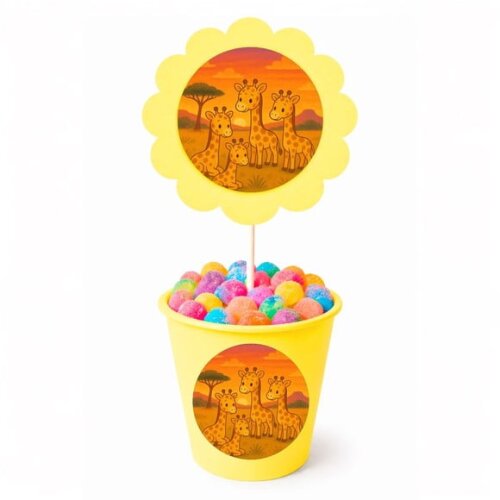 Centro de Mesa Flor Personalizado Girafinhas