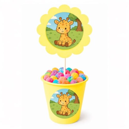 Centro de Mesa Flor Personalizado Girafinha Baby