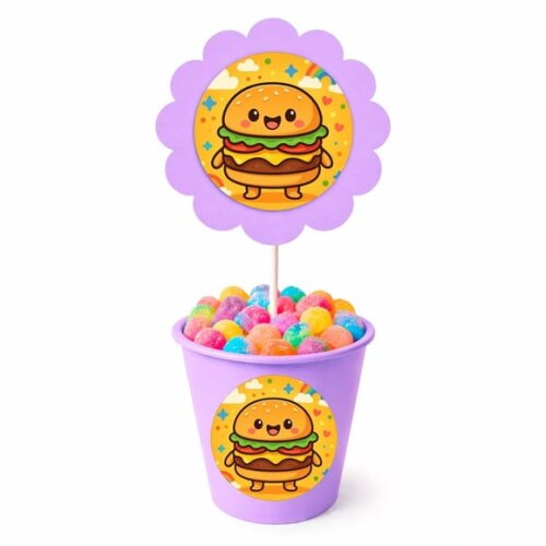 Centro de Mesa Flor Personalizado Hambúrguer Divertido