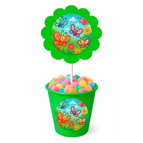 Centro de Mesa Flor Personalizado Jardim das Borboletas