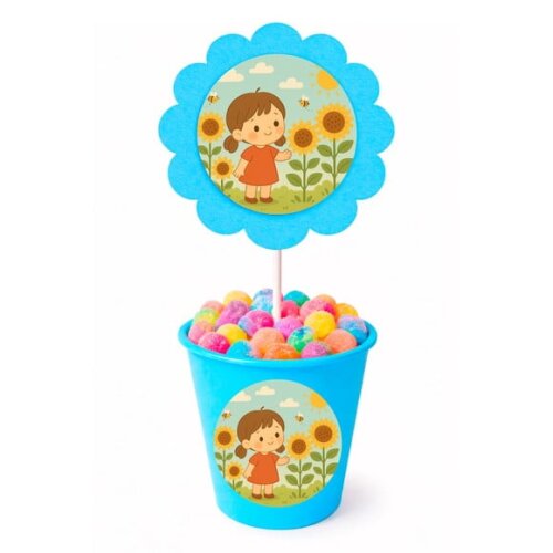 Centro de Mesa Flor Personalizado Jardim dos Girassóis