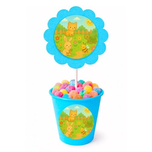 Centro de Mesa Flor Personalizado Jardim dos Bichinhos