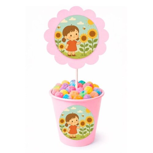 Centro de Mesa Flor Personalizado Jardim dos Girassóis