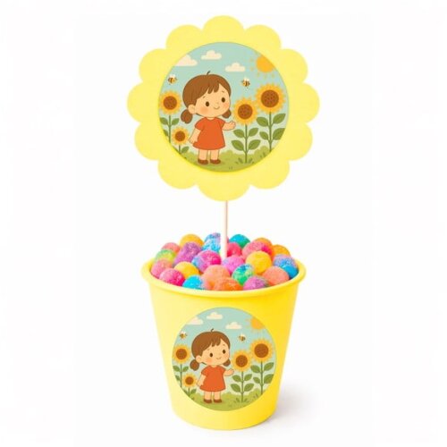 Centro de Mesa Flor Personalizado Jardim dos Girassóis