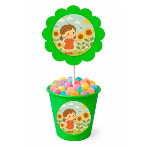 Centro de Mesa Flor Personalizado Jardim dos Girassóis