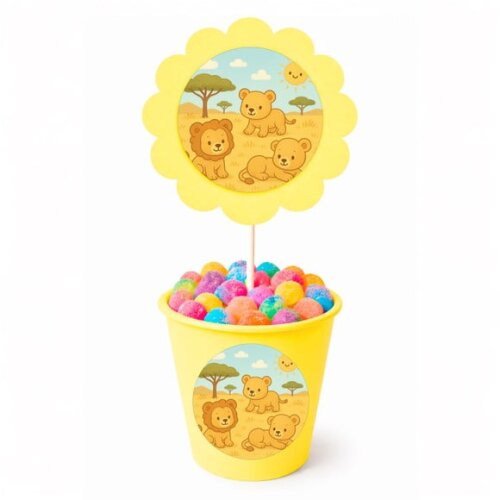 Centro de Mesa Flor Personalizado Leãozinhos