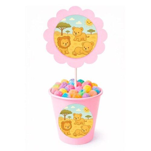 Centro de Mesa Flor Personalizado Leãozinhos