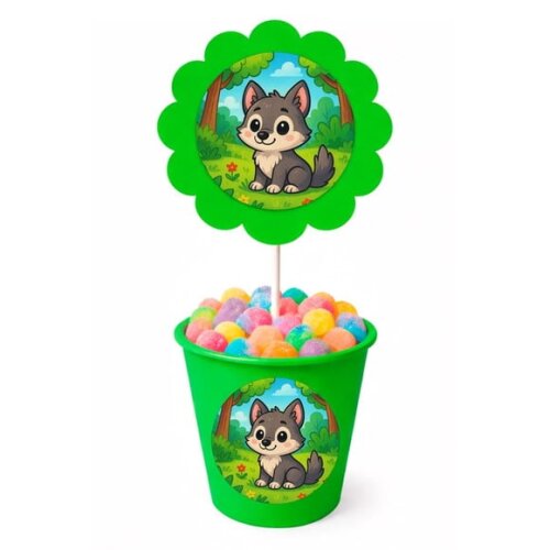 Centro de Mesa Flor Personalizado Lobinho